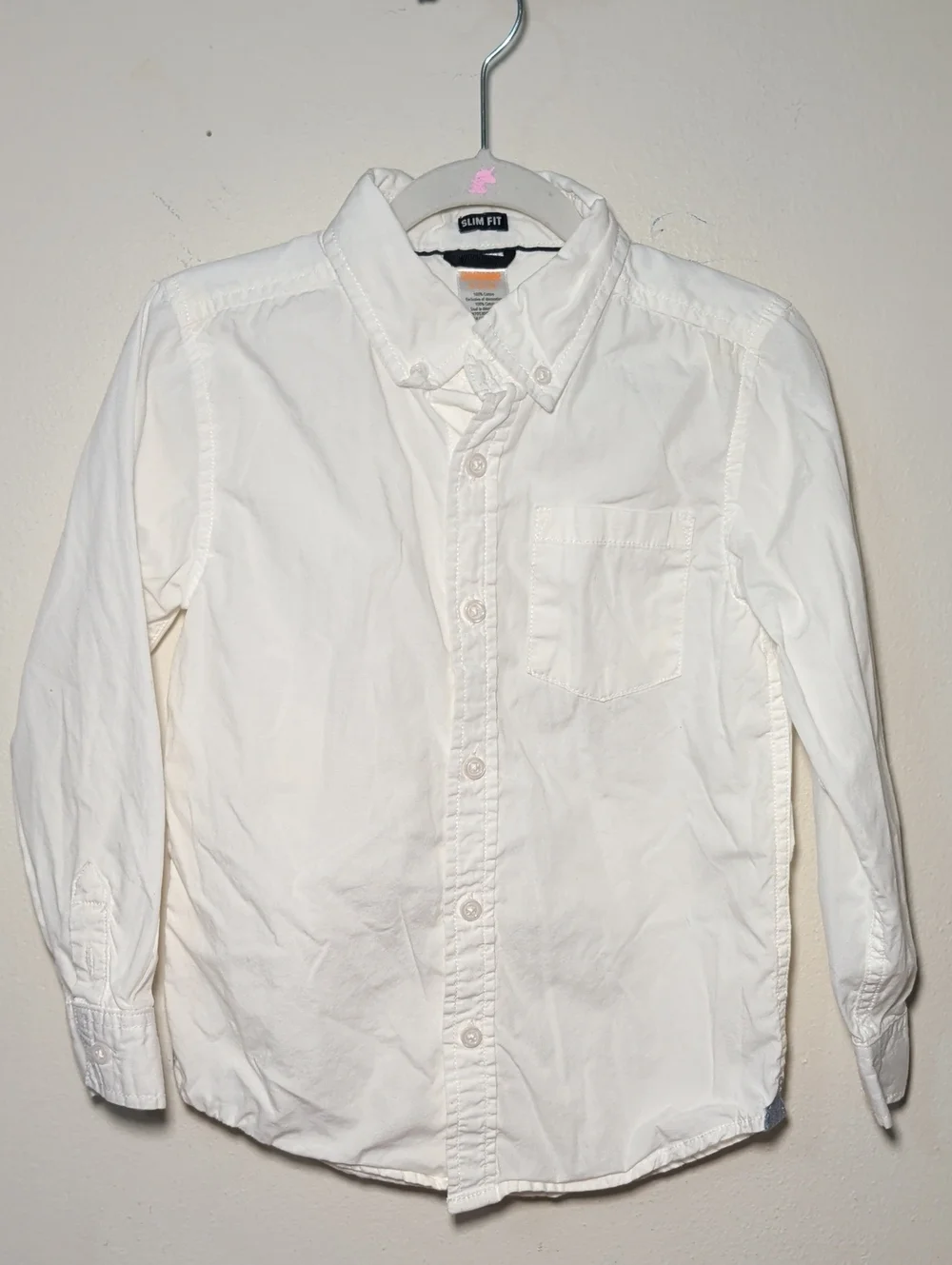 Gymboree White Oxford Button-Down Shirt Slim Fit 100% Cotton Boys Size S 5-6